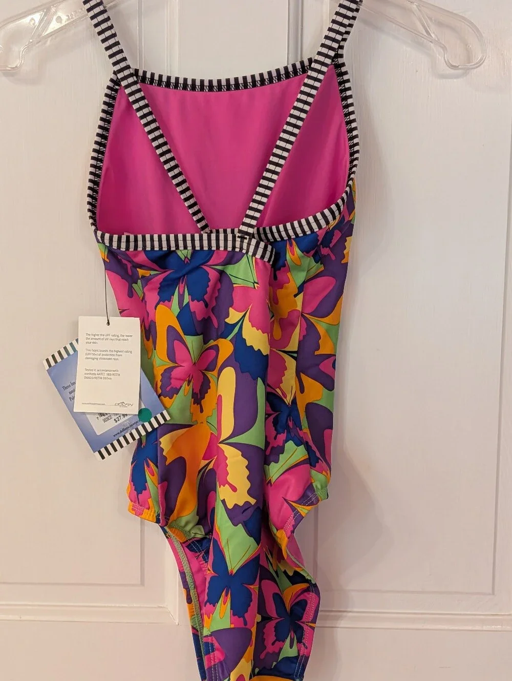 NWT Girls Dolfin Uglies Butterfly Print One-Piece Practicesuit Swimsuit Sz 16